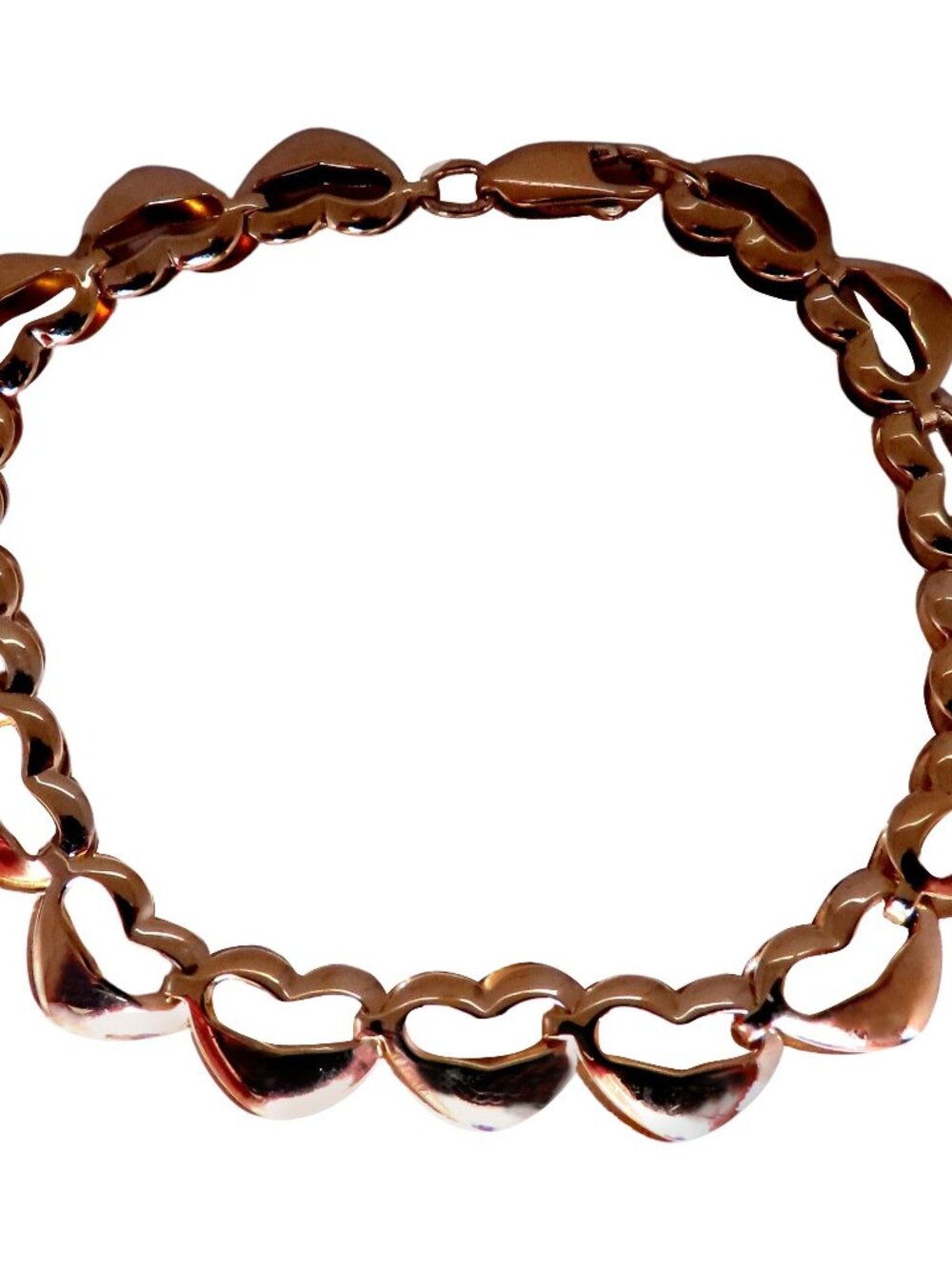 Heart Linked Bracelet Mod Deco 14kt 8mm 12449*